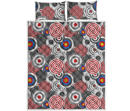 Bullseye Target Pattern Print Quilt Bed Set