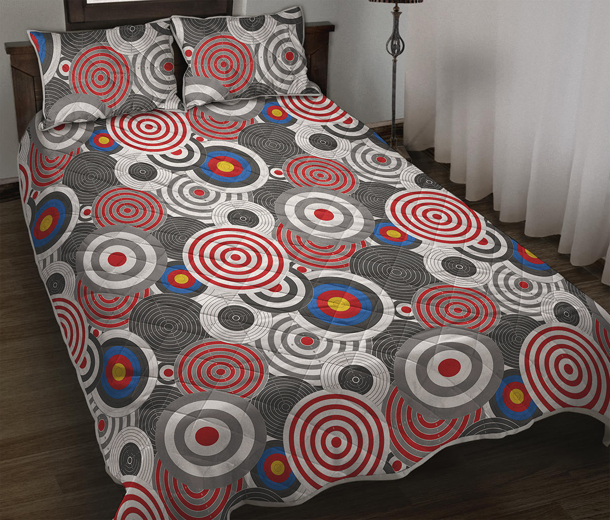 Bullseye Target Pattern Print Quilt Bed Set