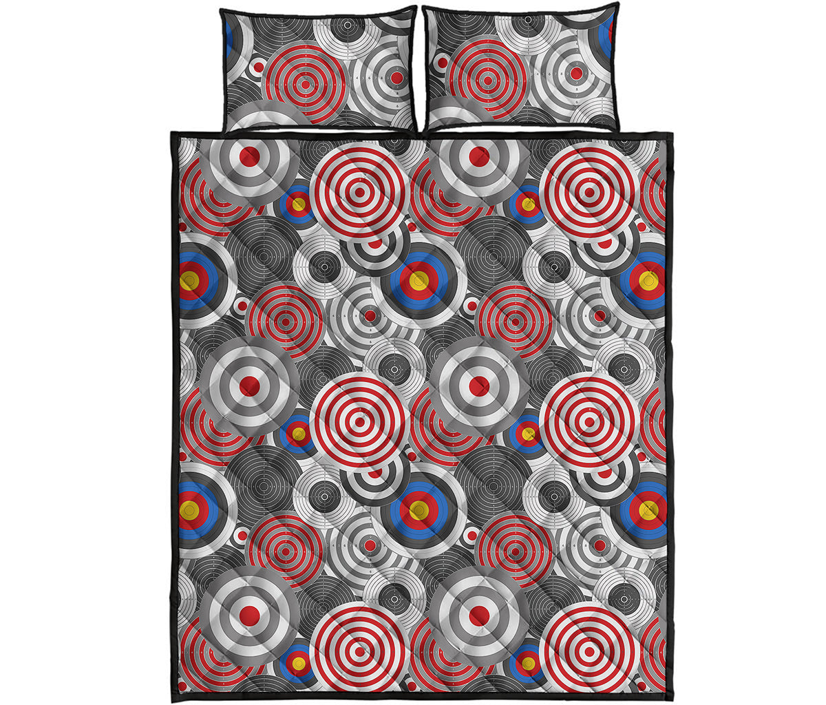 Bullseye Target Pattern Print Quilt Bed Set