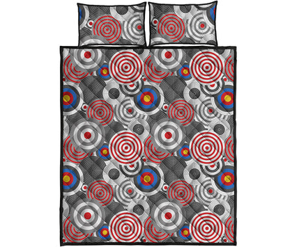 Bullseye Target Pattern Print Quilt Bed Set