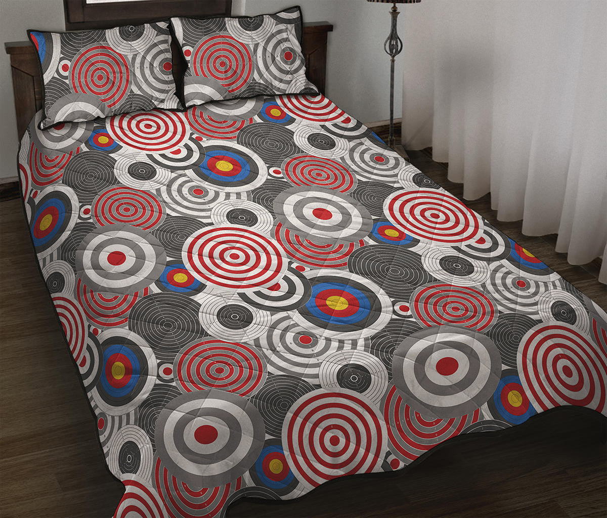 Bullseye Target Pattern Print Quilt Bed Set