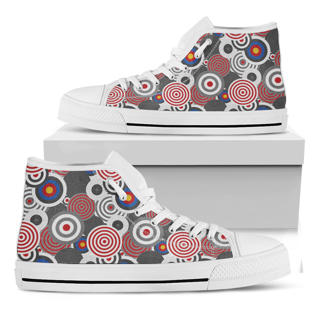 Bullseye Target Pattern Print White High Top Shoes