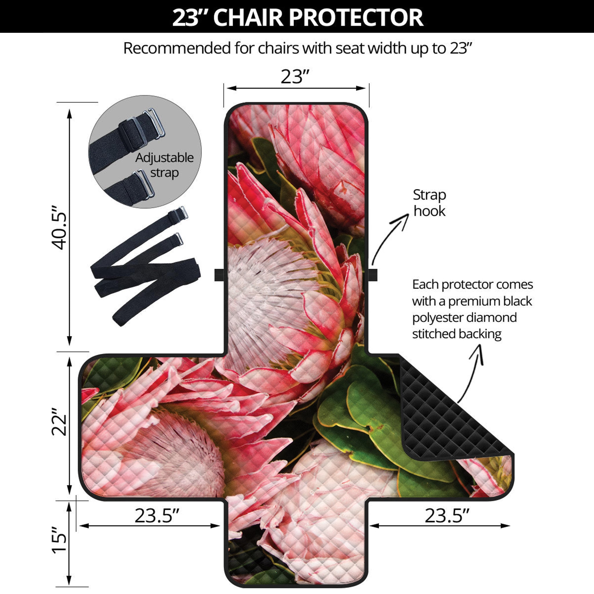 Bunches of Proteas Print Armchair Protector