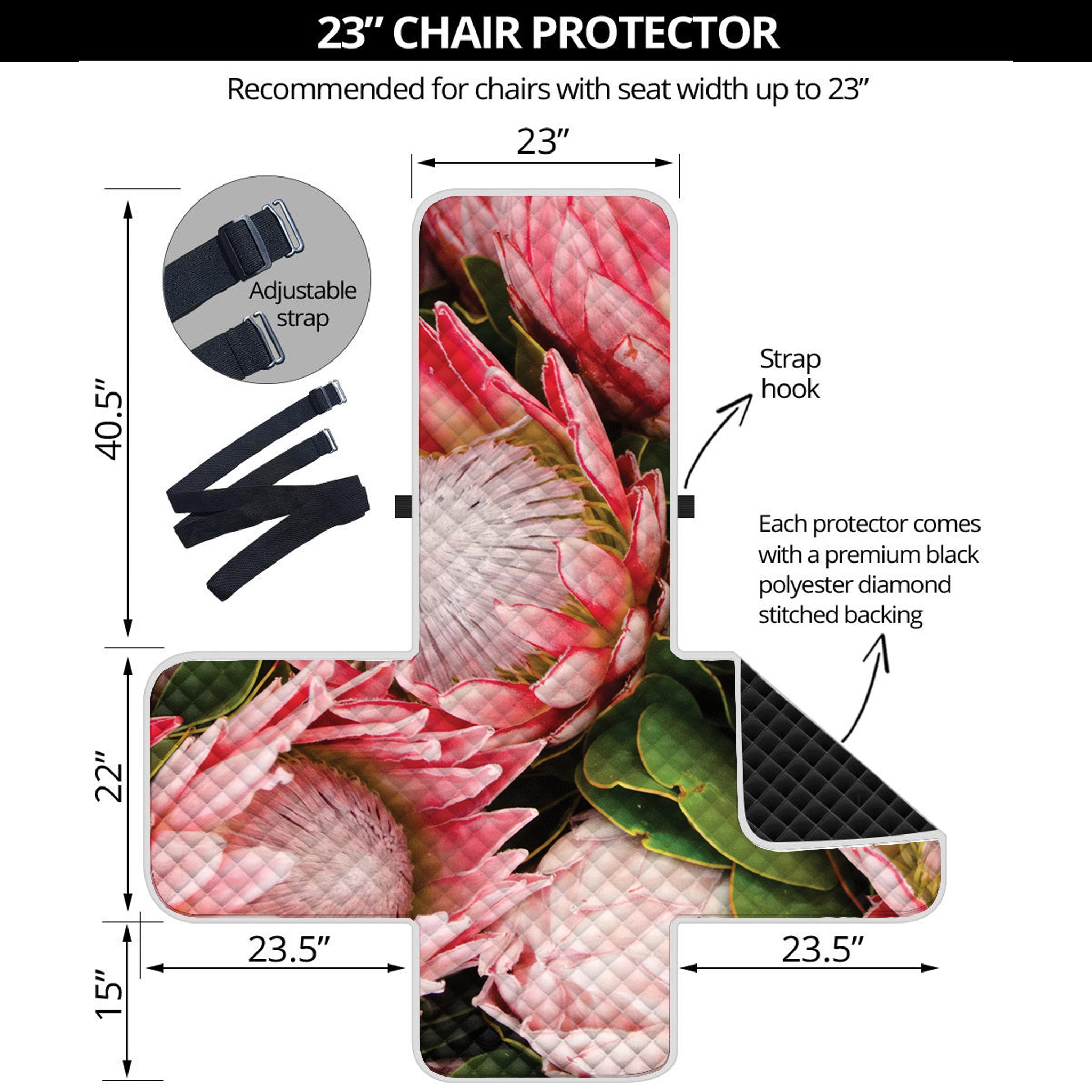 Bunches of Proteas Print Armchair Protector