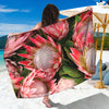 Bunches of Proteas Print Beach Sarong Wrap