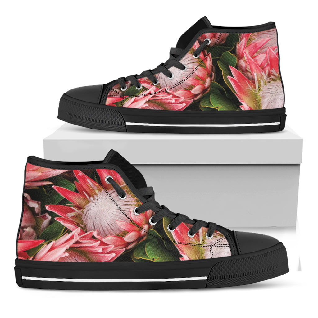 Bunches of Proteas Print Black High Top Shoes