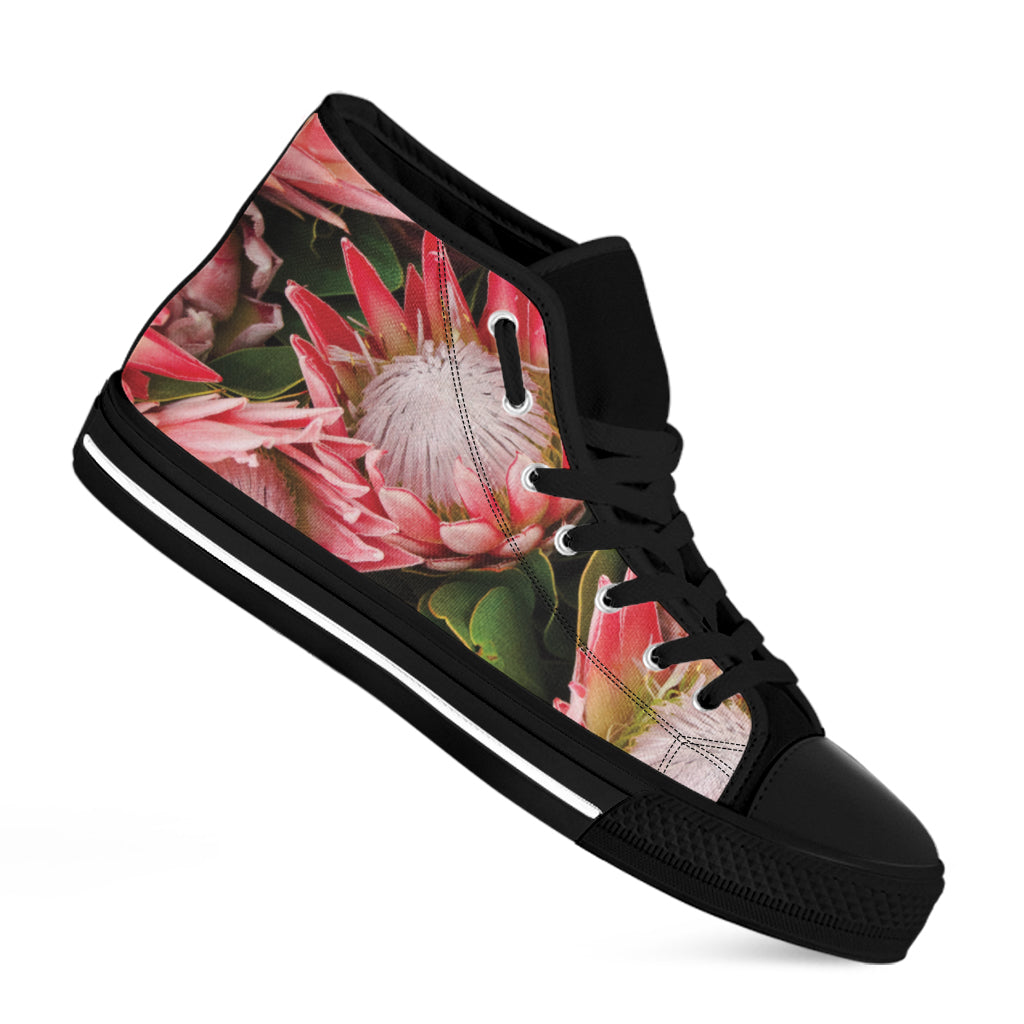 Bunches of Proteas Print Black High Top Shoes