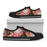 Bunches of Proteas Print Black Low Top Shoes