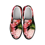 Bunches of Proteas Print Black Slip On Shoes