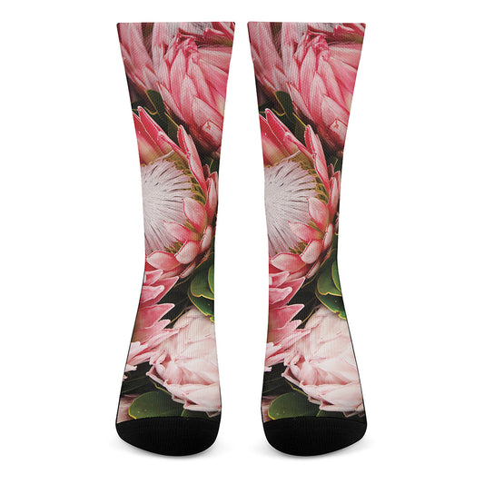 Bunches of Proteas Print Crew Socks