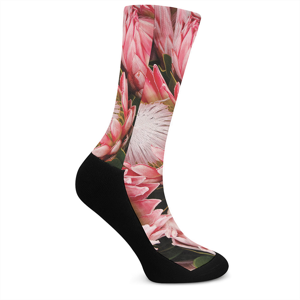 Bunches of Proteas Print Crew Socks