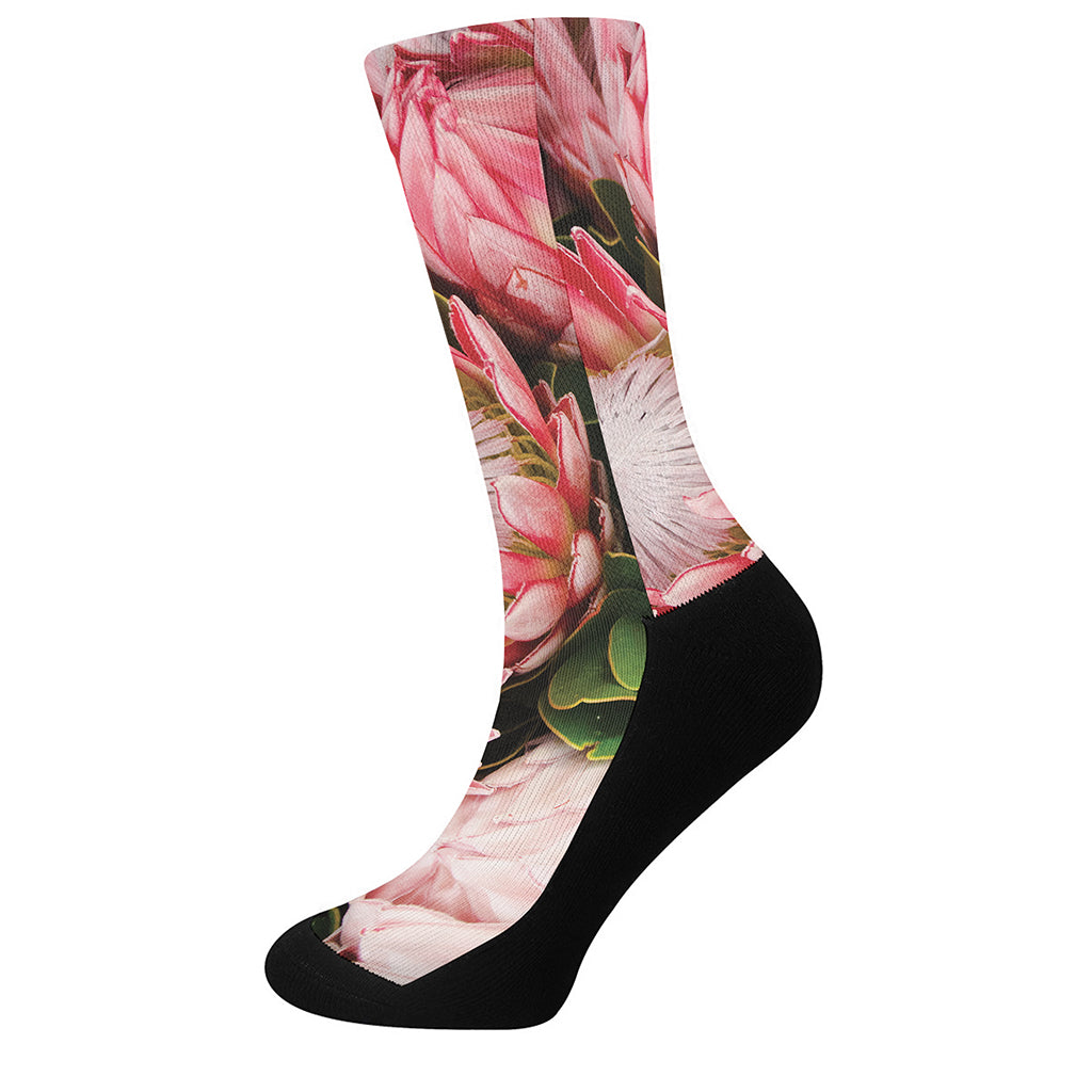 Bunches of Proteas Print Crew Socks