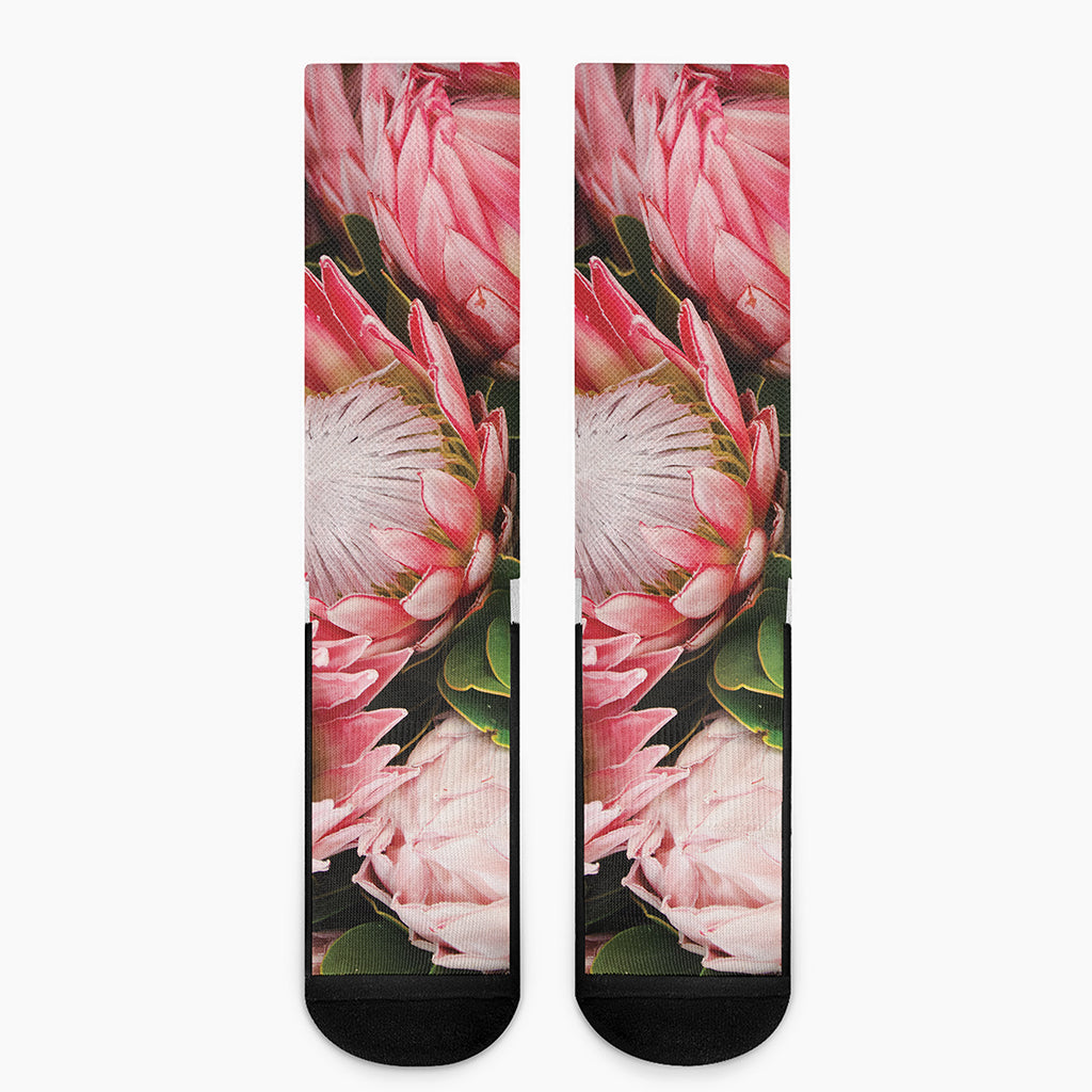 Bunches of Proteas Print Crew Socks