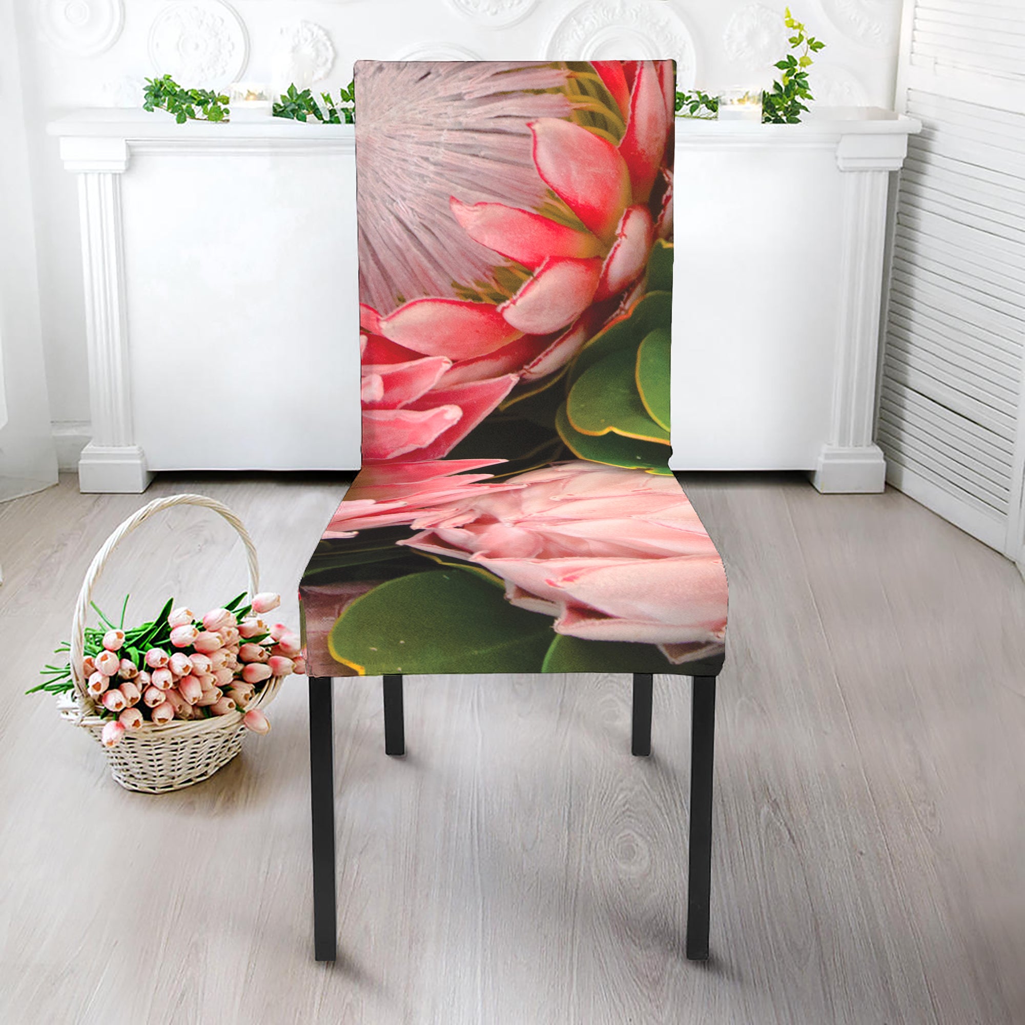 Bunches of Proteas Print Dining Chair Slipcover