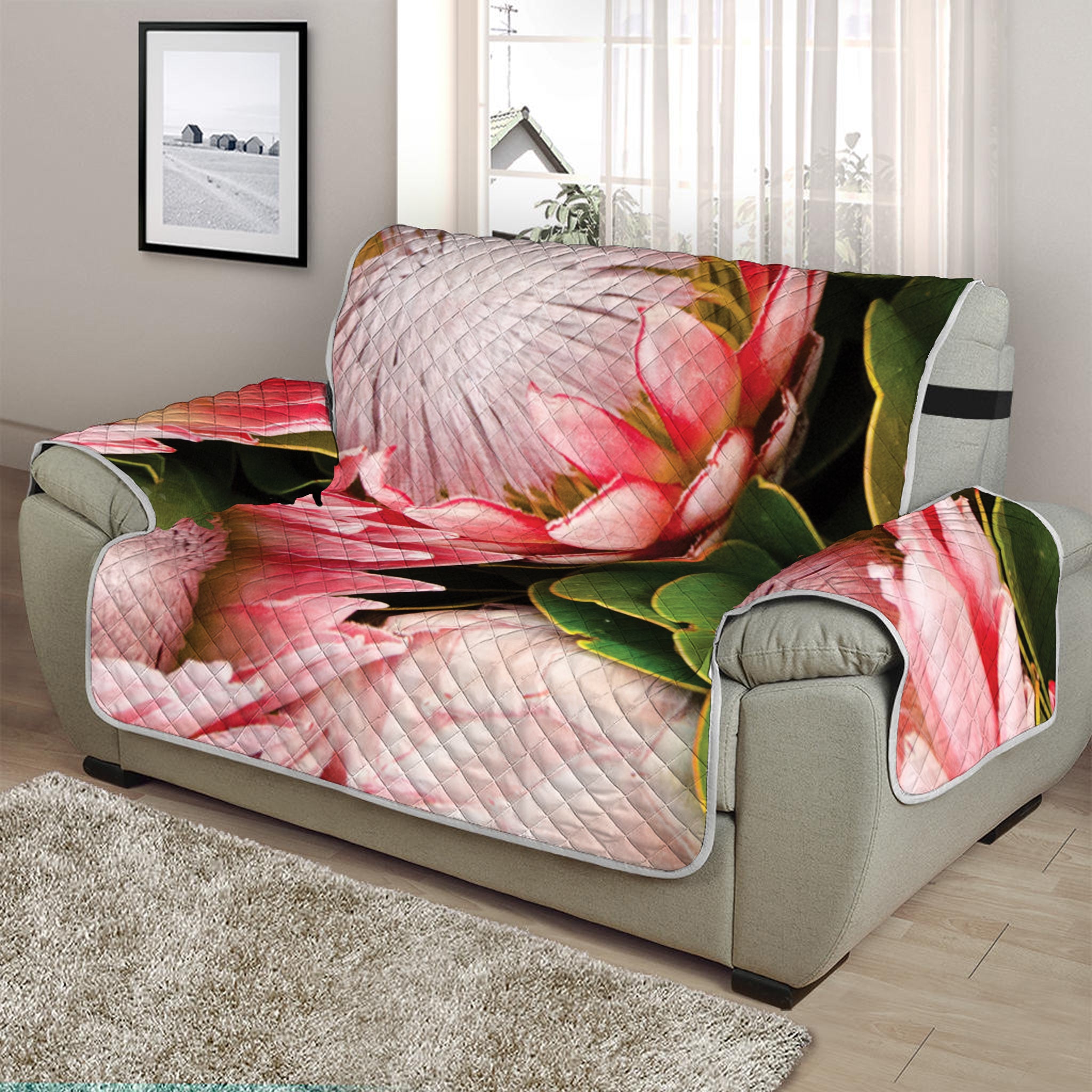 Bunches of Proteas Print Half Sofa Protector