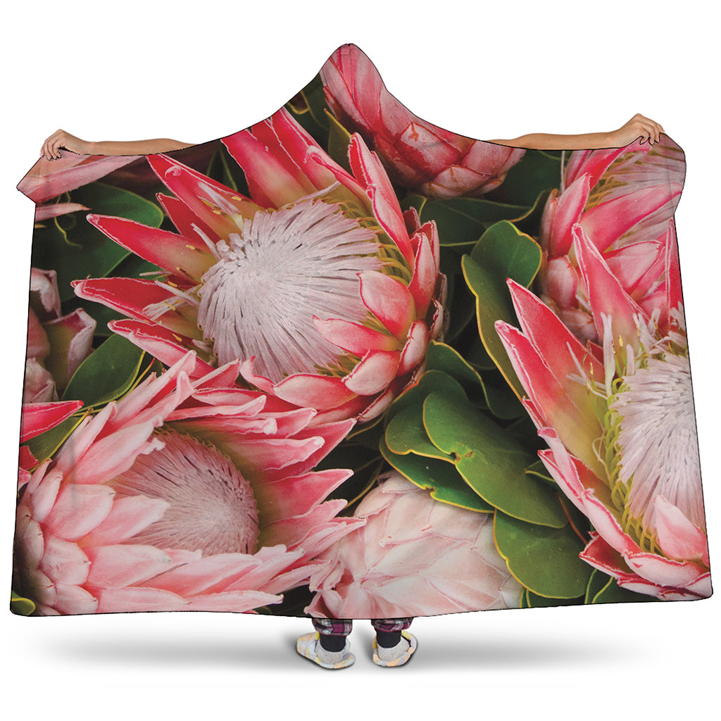 Bunches of Proteas Print Hooded Blanket