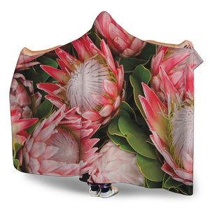 Bunches of Proteas Print Hooded Blanket