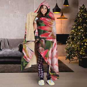 Bunches of Proteas Print Hooded Blanket