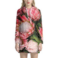 Bunches of Proteas Print Pullover Hoodie Dress