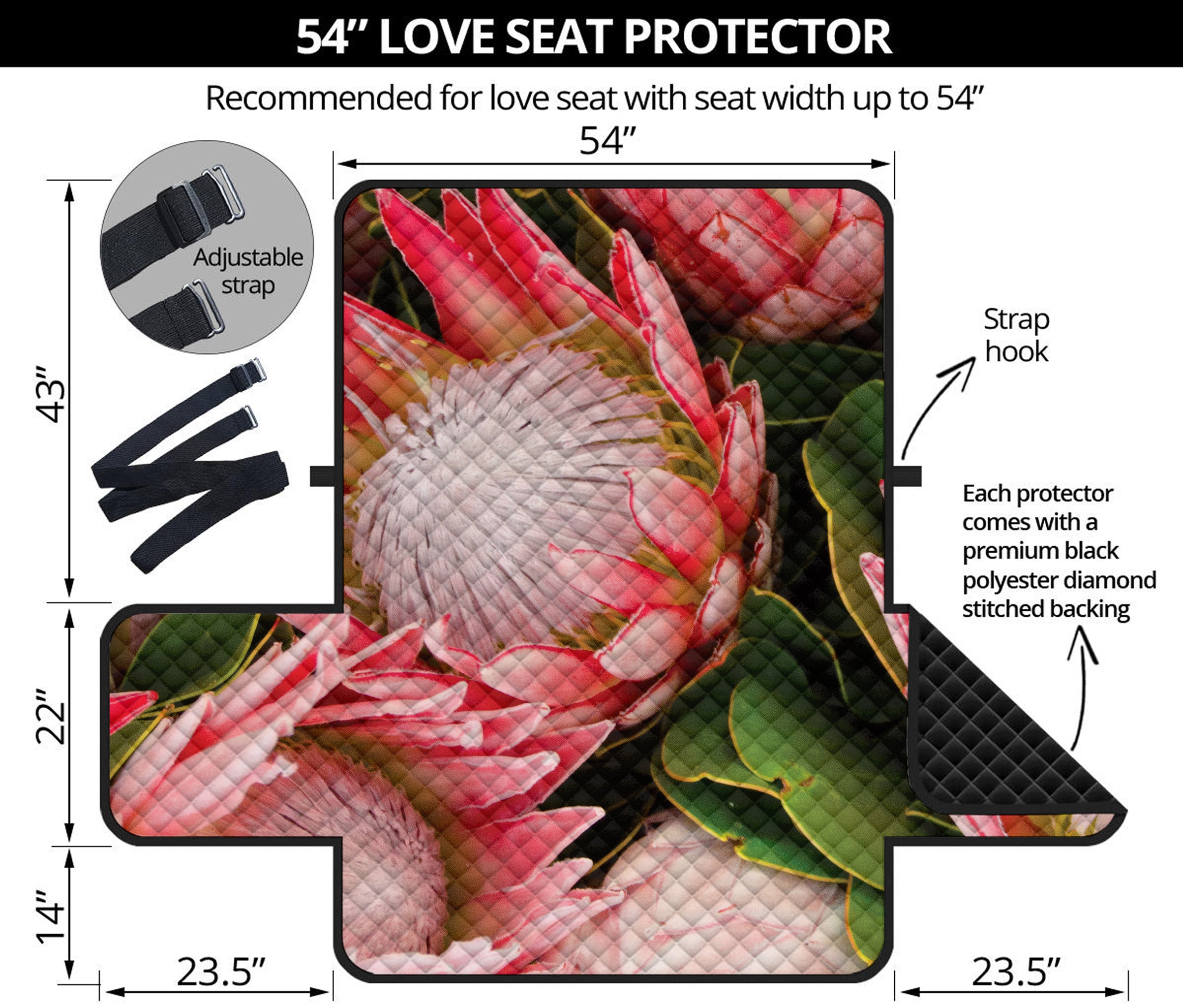 Bunches of Proteas Print Loveseat Protector