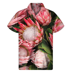 Bunches of Proteas Print Men's Short Sleeve Shirt