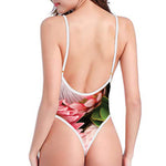 Bunches of Proteas Print One Piece High Cut Swimsuit