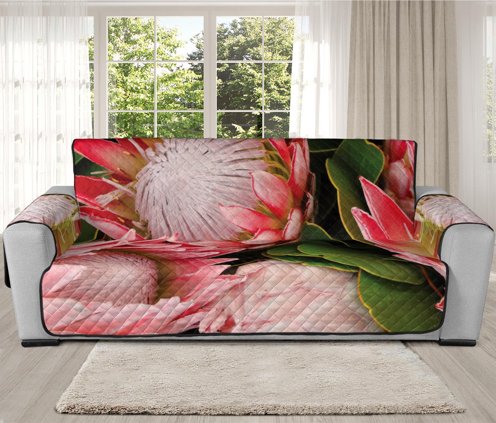 Bunches of Proteas Print Oversized Sofa Protector