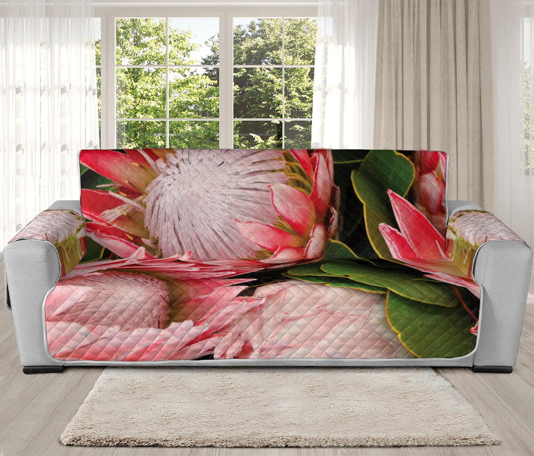 Bunches of Proteas Print Oversized Sofa Protector