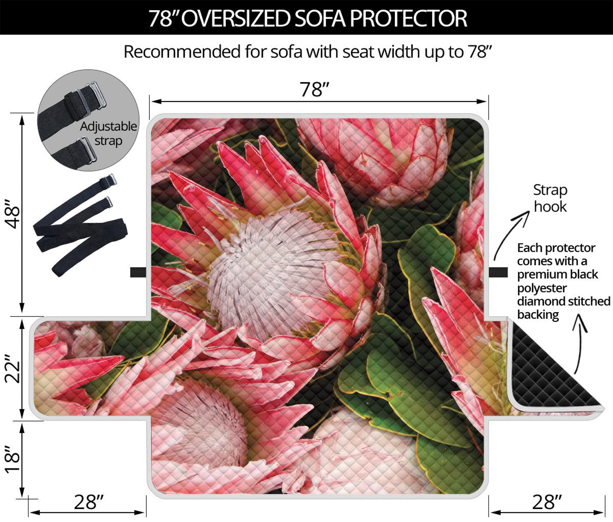 Bunches of Proteas Print Oversized Sofa Protector