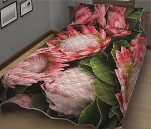 Bunches of Proteas Print Quilt Bed Set