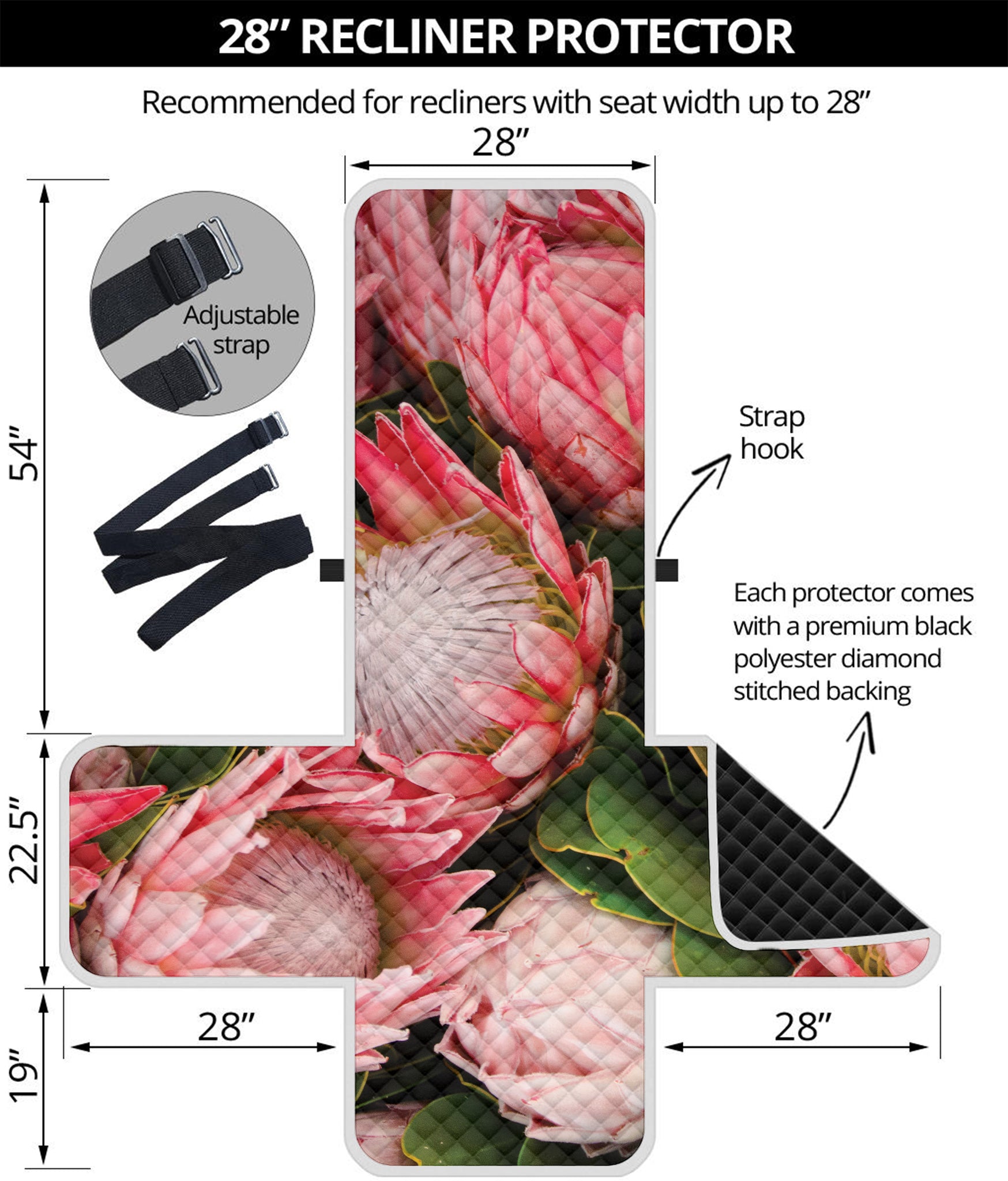 Bunches of Proteas Print Recliner Protector