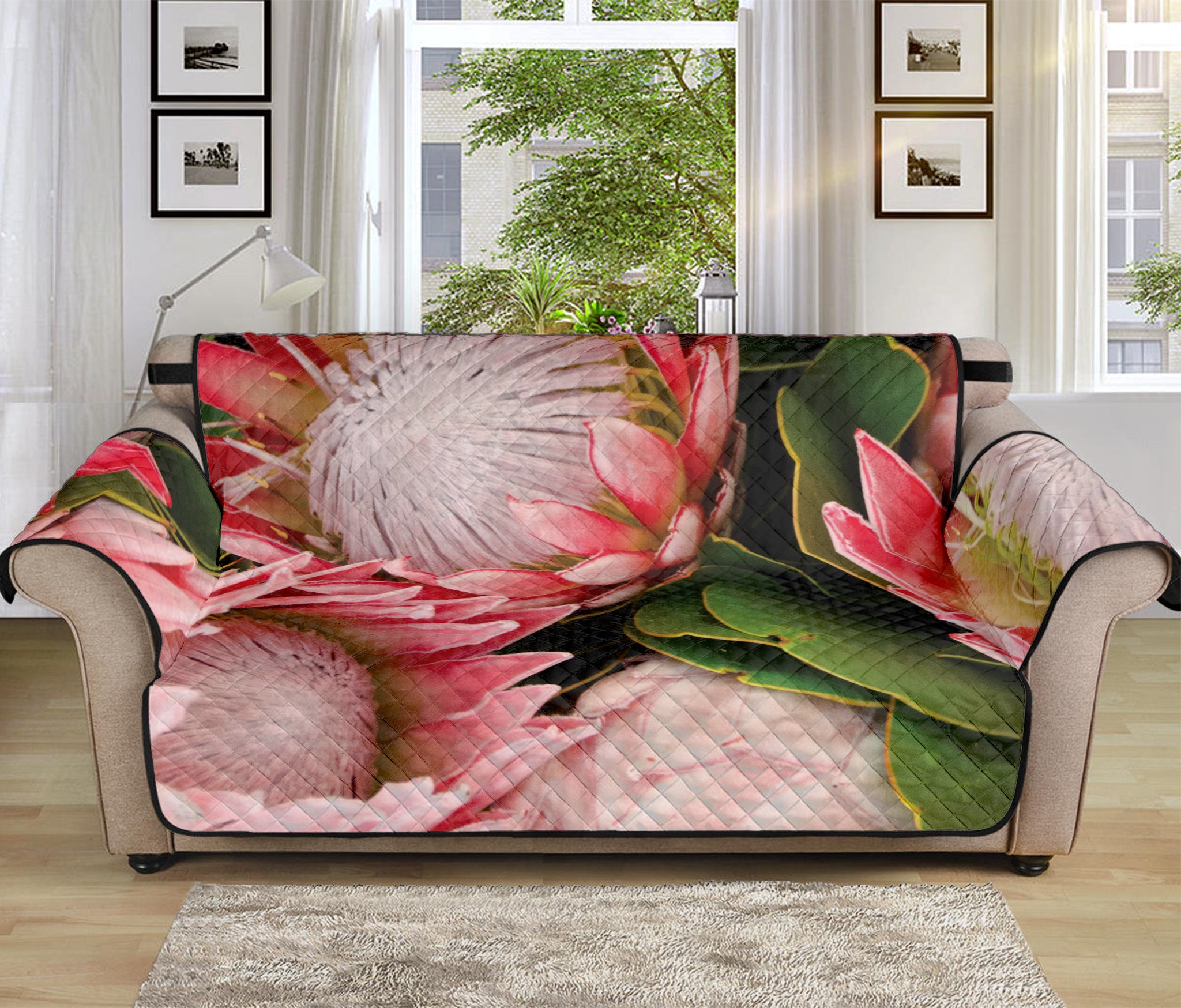 Bunches of Proteas Print Sofa Protector