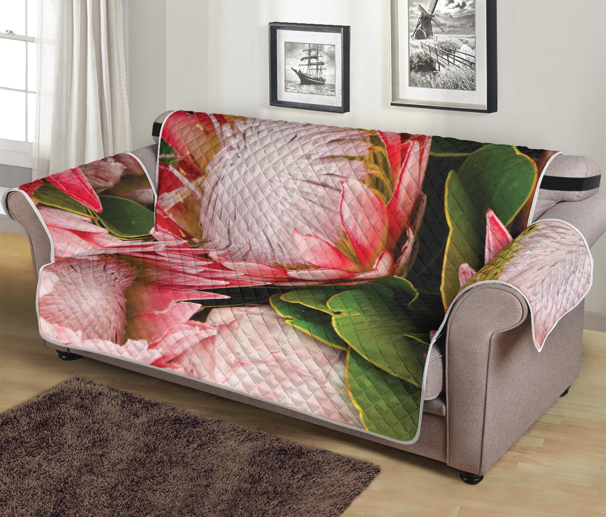 Bunches of Proteas Print Sofa Protector