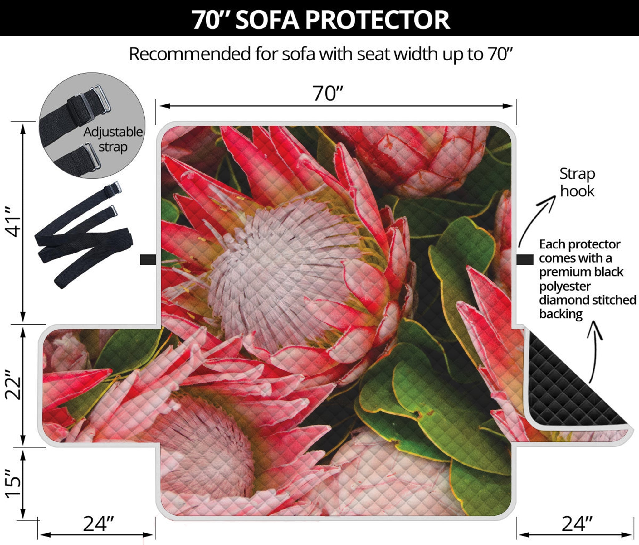 Bunches of Proteas Print Sofa Protector