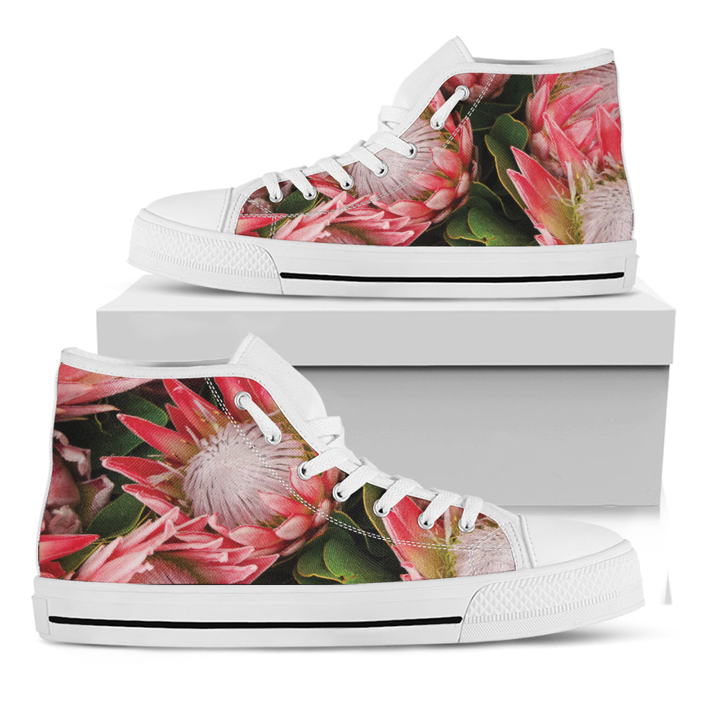 Bunches of Proteas Print White High Top Shoes