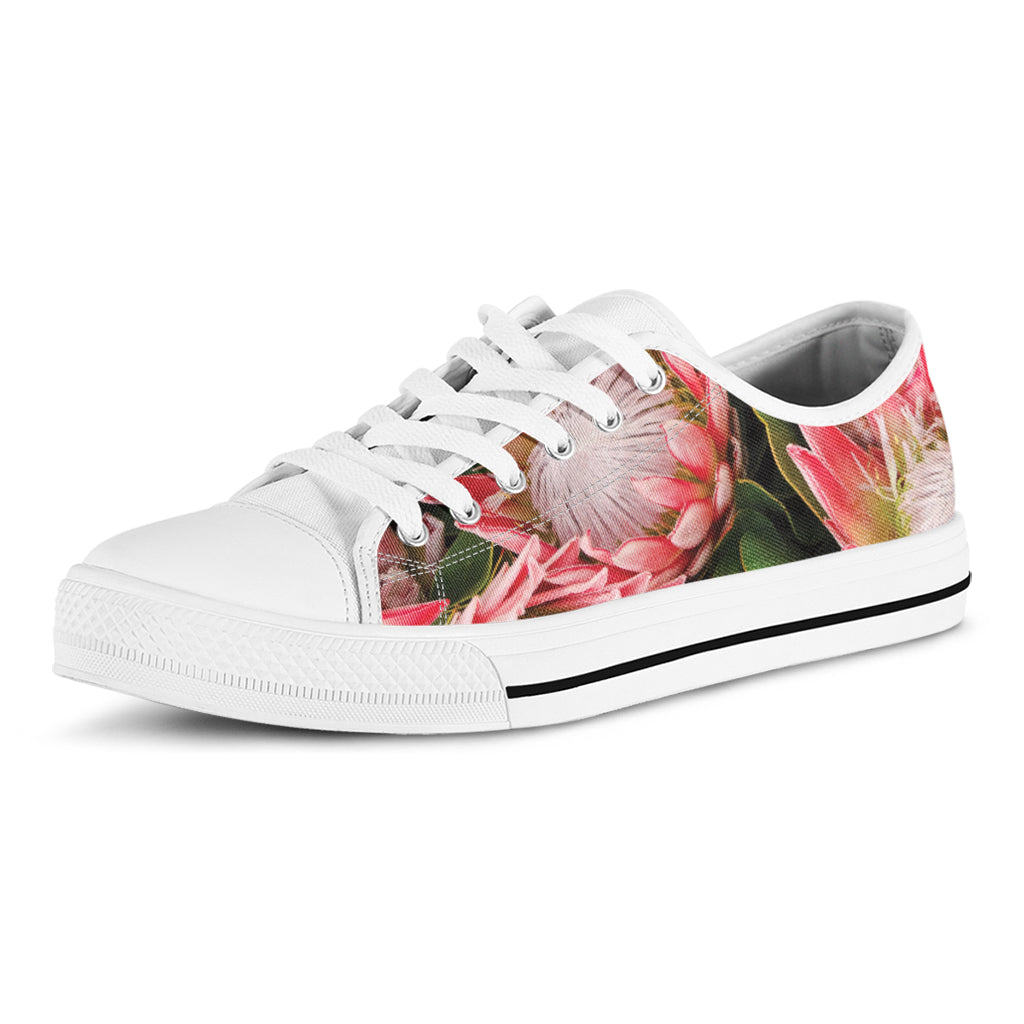 Bunches of Proteas Print White Low Top Shoes