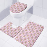 Bunny Corgi Pattern Print 3 Piece Bath Mat Set