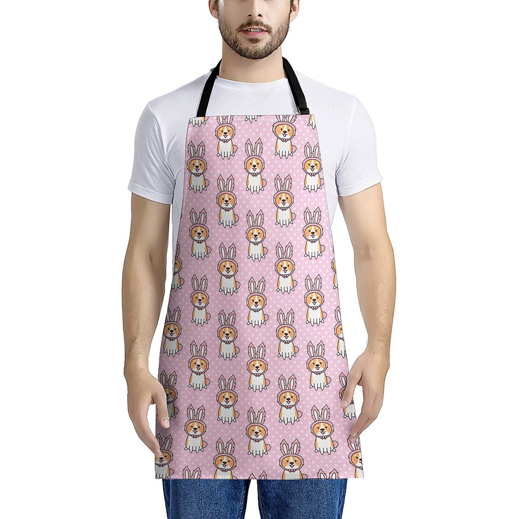 Bunny Corgi Pattern Print Apron