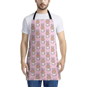 Bunny Corgi Pattern Print Apron