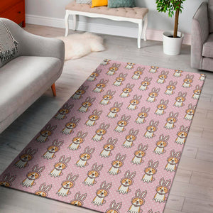 Bunny Corgi Pattern Print Area Rug