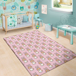 Bunny Corgi Pattern Print Area Rug