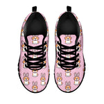 Bunny Corgi Pattern Print Black Sneakers
