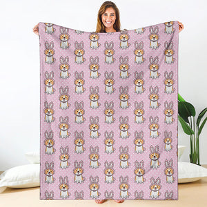 Bunny Corgi Pattern Print Blanket