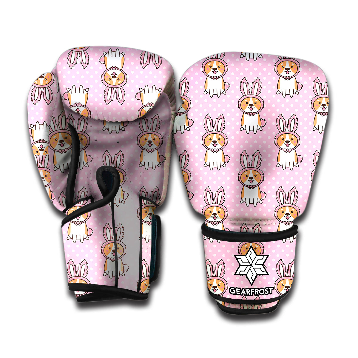 Bunny Corgi Pattern Print Boxing Gloves