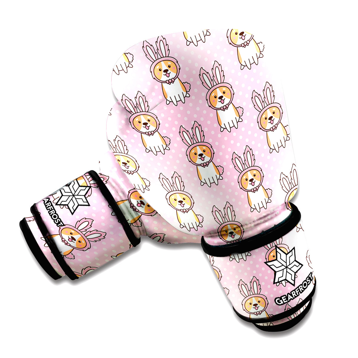 Bunny Corgi Pattern Print Boxing Gloves