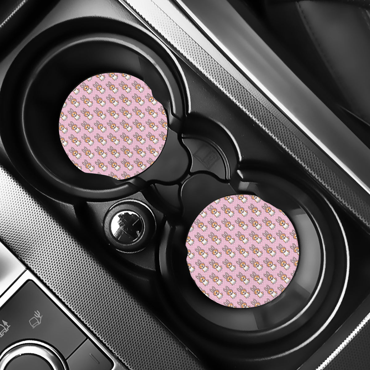 Bunny Corgi Pattern Print Car Coasters