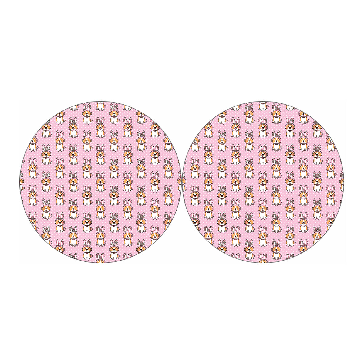 Bunny Corgi Pattern Print Car Coasters