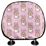Bunny Corgi Pattern Print Car Headrest Covers