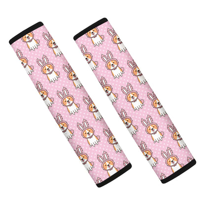 Bunny Corgi Pattern Print Car Seat Belt Covers
