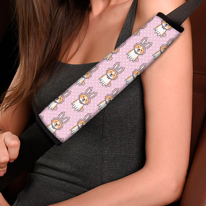 Bunny Corgi Pattern Print Car Seat Belt Covers